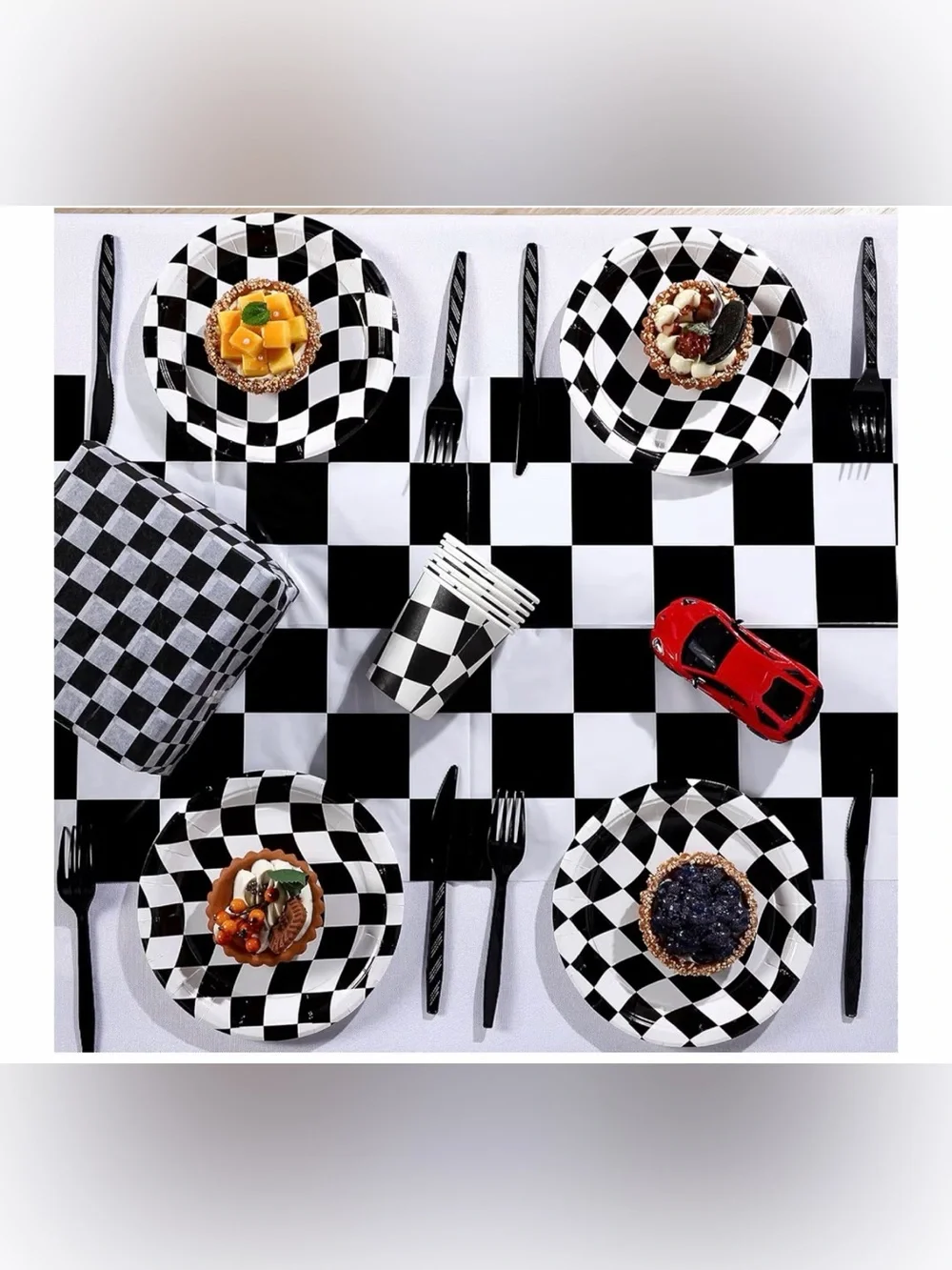 6 Pcs Plastic Checkered Table Runner 14 X 108 Inch Racetrack Road Table Runner